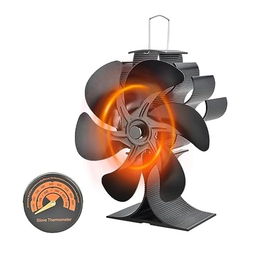Solace Ventilador Poele de Madera,Ventilador de Poele de 6 hojas, Ventilador de estufa de leña Ecológico y de bajo consumo de energía, Operación Ventilador de escritorio portátil con batería (plata)