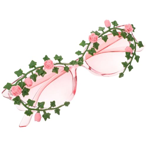 Holibanna Flower Decor Sunglasses for Women, Trendy Party Glasses with Rose Frame, Retro Fashionable Eyewear for Costume and Outdoor Events