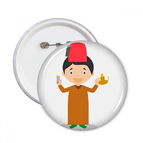 Pins bouton Maroc rond badge pour customisation vêtement en tissu veste sac à dos multicolore