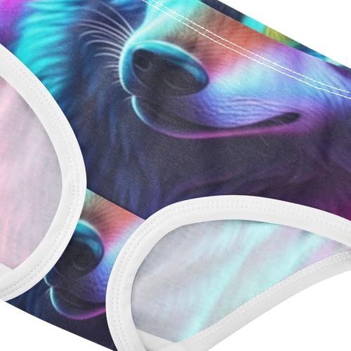 Cotton Girls Underwear Toddler Neon Rainbow Wolf Cool Panties Little Girl Funny Undies Kids Briefs 2t4