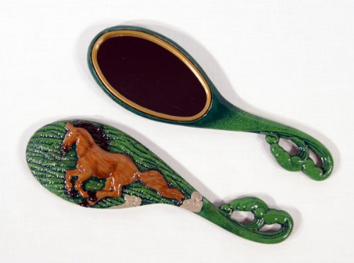 Handpainted Black Mane Horse Mirror image 2