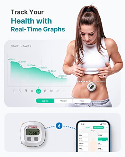 Smart Body Tape Measure, Fitindex Measuring Tape For Body With App, Retractable Double-Scale Ruler With Bluetooth For Weight Loss, Fitness, Body Building, Digital Lcd Monitor Display, Inch&Cm #TOP2