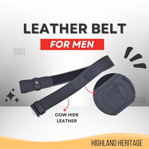 Kilt Belt and Buckle Set, Scottish Lion Rampant Saltire Buckle Pewter Crafted — Highland Kilt Accessory for Men4