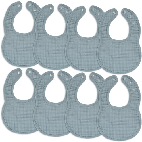 Comfy Cubs Muslin Baby Bibs, Drool Bibs, 70% Bamboo rayon 30% muslin cotton Adjustable with Easy Snaps, Teething & Drooling, Soft & Absorbent