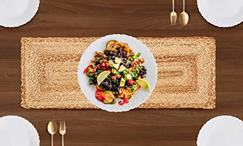 Reversible Natural Jute Braided Table Runner, Farmhouse Natural Braided Jute Burlap Table Runner, Organic Eco-Friendly Rustic Vintage Dining Table Runner- 13X36 Inch - Natural #TOP1