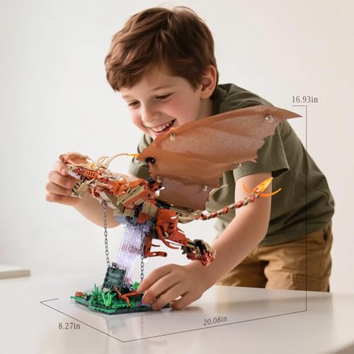 Image of Ideas Magic Wiki Fire Dragon Harry Building Set,Compatible with Lego Adults Collectible MOC Potter Dragon Model STEM Toy for Fans Home Decor,Creative Gift for Kids Boys & Girls 8-16 (886 PCS)