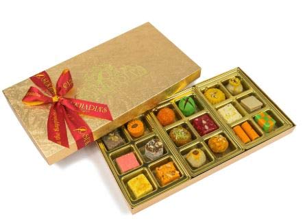 Sukhadia Sweets - Exclusive Gold Box - 18pc Premium Assorted Sweets - Indian Mithai Gift - Freshly Made in USA