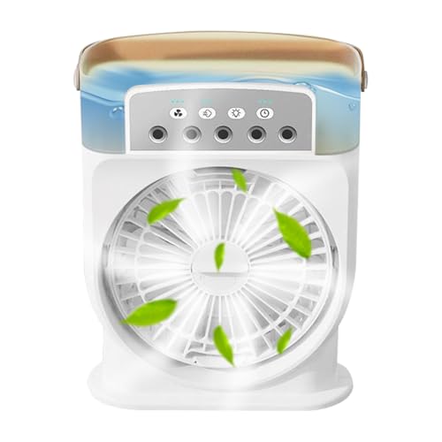 Ventilador nebulizador portátil – Ventiladores nebulizadores para uso exterior – Ventilador de aire con 5 boquillas y depósito de 600 ml para exterior, playa, casa, yoga, usos