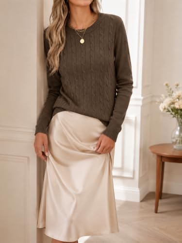 Image of Rapbin Women's Contrast Trim Knit Sweater Long Sleeve Crew Neck Pullover | Color Block Soft Lightweight Regual fit,Business Casual Work,Fashion Versatile Fall Spring Outfits,Winter Layer Clothing