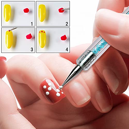 LYYDAN Gel Pinsel Für Nägel, 5 Stück Doppelkopf Acryl Pinsel Für Nägel & Nail Art Dotting Tool, Nagel Kunst Punktierung… – Bild 6