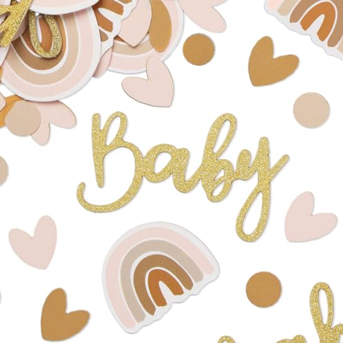 60 Pcs Baby Shower Confetti Gold Table Scatter Confetti Baby Shower Boho Rainbow Decoration for Baby Gender Reveal Birthday Party Decor