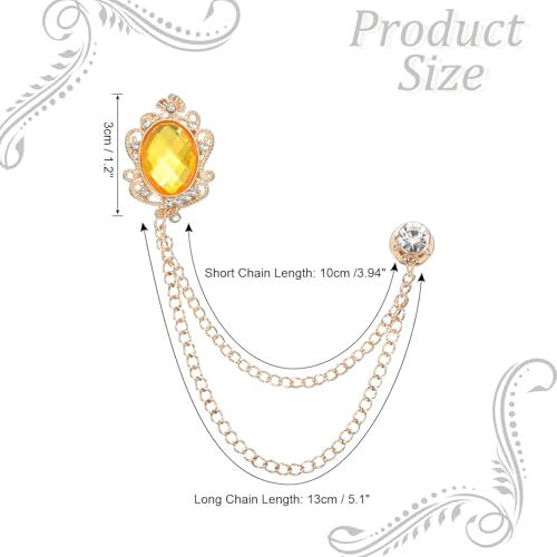 Image of PATIKIL Gem Hanging Chain Brooch Pins, Rhinestone Men's Gem Brooch Suit Pins Lapel Pins for Women Men