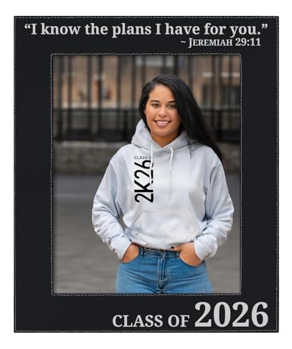 Large Photo Frame I Know The Plans Jeremiah 29:11 Class of 2026 Laser Engraved Leatherette 8x10 Photo Frame Black
