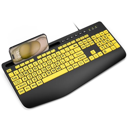 SABLUTE Large Print Keyboard Wired Computer Keyboards with...