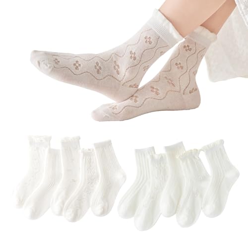BEHELE Toddler Baby Girl Lace Mesh Crew Socks, Princess Mary Jane Dress Socks, 10 Pairs (US, Age, 1 Year, 3 Years, Style5)
