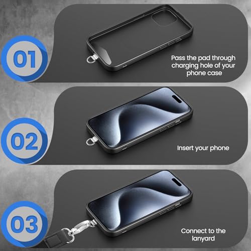 OUTXE Metal Phone Tether Tab Heavy Duty, 4 Pack Phone Lanyard Patch Replacement Part for Phone Strap (Silver) - Thumbnail 5