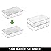 mDesign Plastic Divided First Aid Storage Box Kit with Hinge Lid for Bathroom, Cabinet, Closet - Organize Medicine, Ointments, Adhesive Bandages - 5 Sections, Ligne Collection, 2 Pack - Clear