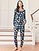 Ekouaer Pajamas Set Women's Fall Pjs Soft 2 Piece Long Sleeve Loungewear Lounge Set Sleepwear with Jogger Pants Navy Cats Medium