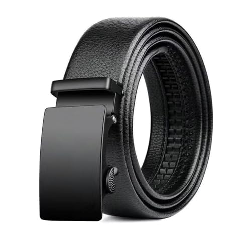 GOODSALEOK Gürtel herren Automatik Ledergürtel Ratsche für Business Anzug Schwarz Herren-Gürtel Geburtstag Schwarz 115CM（Kunstleder）