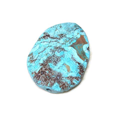 Ocean Jasper Bead - Natural Stone Pendant - Druzy Pendant - Gemstone Pendant - Faceted, Jasper Stone - Center Drilled - 40mm x 55mm                                              