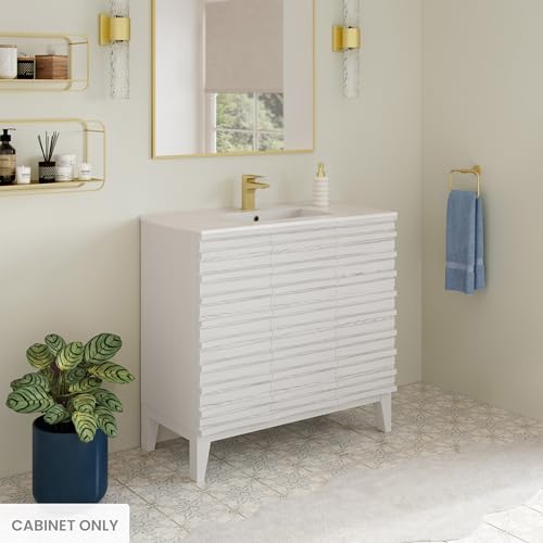 Image of Swiss Madison Cascade 36'' Bathroom Vanity in White - Cabinet