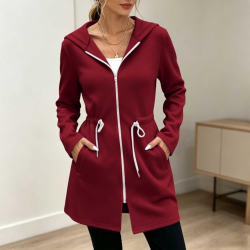 Veste longue décontractée pour femme veste à capuche zippée - 3