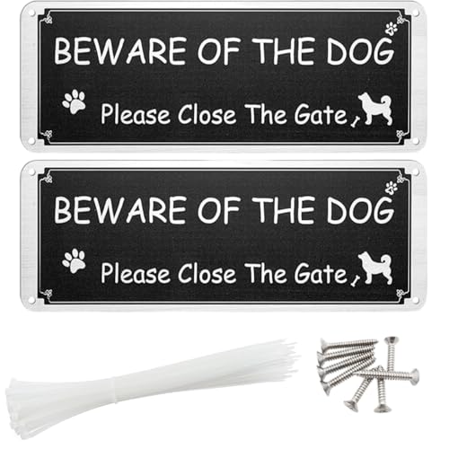 CSGHMM Beware of Dog Sign for Gates-Outdoor Warning Signs for Front Door Yard & Fence - 2 pcs Beware of the Dogs Sign 3.5 × 9.8Rustproof UV Protected waterproof-Easy to Mount