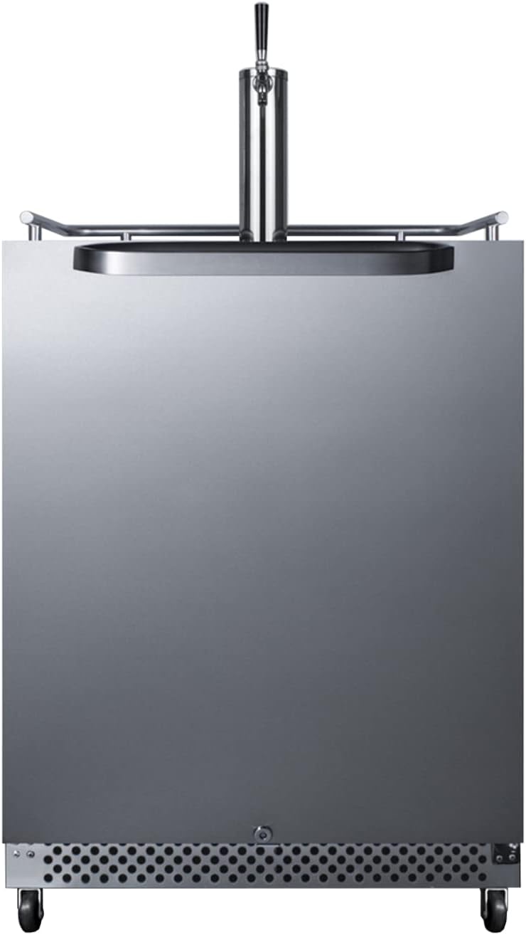Summit Appliance SBC696OS 24" Wide Built-In Outdoor Kegerator, Built-in Capable, Digital Thermostat, No-frost Operation, Complete Tap Kit, LED Lighting, Self-closing Door, Weatherproof Design