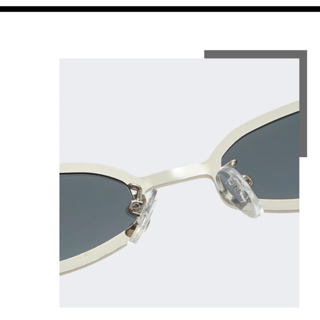 Occhiali da sole rettangolari alla moda, unisex, protezione UV 400, montatura piccola, in metallo