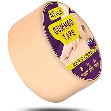 ATack Reinforced Gummed Kraft Paper Packing Tape, 2.75 Inches x 375 Feet Water Activated Brown Carton Box Sealing Tape for Mailing and Moving | Fiberglass Backing Kraft Flatback Paper Packaging Tape