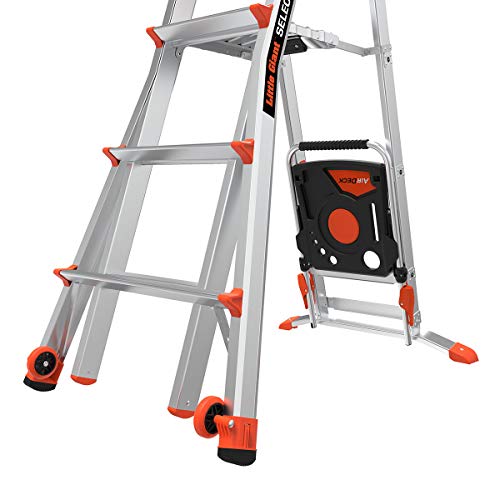 Little Giant Ladders, Select Step with AirDeck Accessory, 5-8 foot, Stepladder, Aluminum, Type 1A, 300 lbs weight rating, (15125-001)