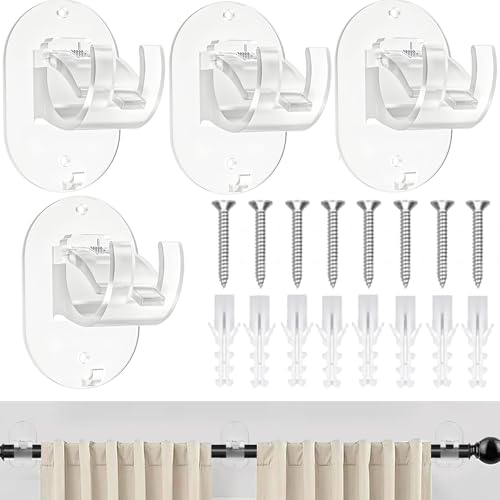 Support Tringle 4 Pièces Rideaux Sans Percage Crochet Transparent Rideau Sans Percage Crochet pour Fenetre a Clipser Rideau Adhesif Accroche Tringle Rideau Sans Percage pour la Maison,la Salle de Bain