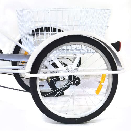 Triciclo Adulti 20 Pollici 8 Velocità - Tre Ruote Mountain Bike Con Cestino, Nero, Per Spesa E Tempo Libero