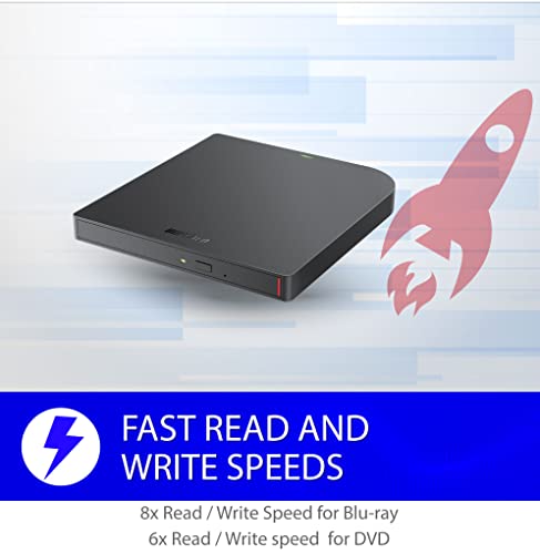 Buffalo 6X Portable Blu-Ray Drive, Taa-Compliant, Read/Write, Plays And Burns Bd/Dvd/Cd, Usb 3.2 (Gen 1) Type-A/Type-C, Compatible With Mac/Pc/Win 8 / Win 10 / Win 11 / Laptop/Desktop #TOP6