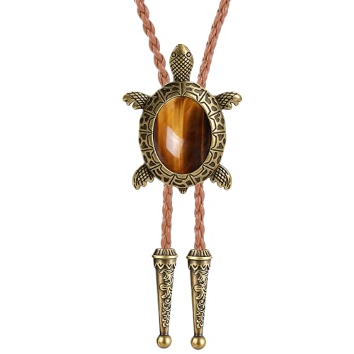Image of GelConnie Native American Bolo Tie Rodeo Cowboy Leather Necktie Western Necklace Costume Accessories for Men,Women