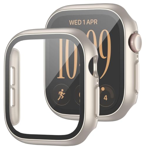 2 Pack Case with Screen Protector for Apple Watch Series 12 46mm,Starlight