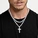 LOYALLOOK 6PCS Silver Chain for Men Women Stainless Steel Cross Chain Layered Cuban Link Figaro Snake Box Necklace Cross Pendant Necklace, 18-20in