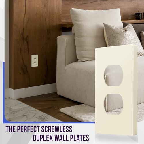 Image of ENERLITES Screwless Duplex Wall Plate, Child Safe Receptacle Outlet Cover, Standard Size, 1-Gang 4.68 inch x 2.93 inch, Unbreakable Polycarbonate Thermoplastic, UL Listed, SI8821-LA-5PCS, Light Almond, 5 Pack