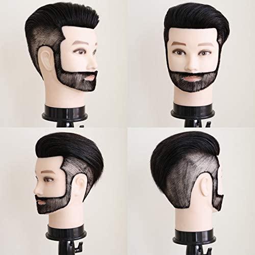 Miniatura 5 de Cabeza de maniquí de peluquero profesional con cabello humano para hombre, maniquí de entrenamiento, cosmetología, cabeza de muñeca, corte de pelo