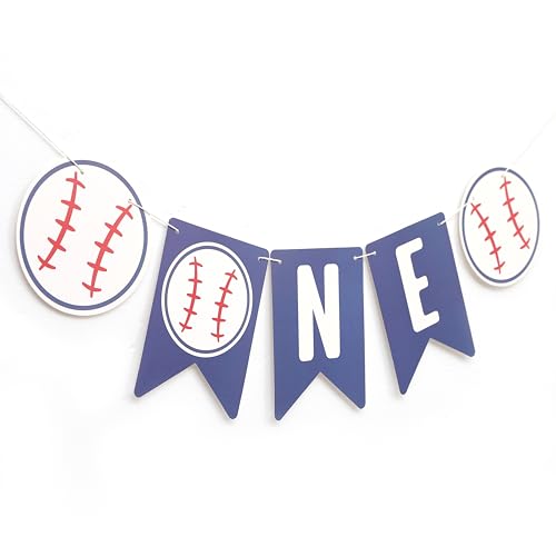 Image of Baseball One High Chair Banner - Baseball First /1st Birthday Decoration,Rookie Of The Year Banner,Sporty Birthday Decor (blue4)