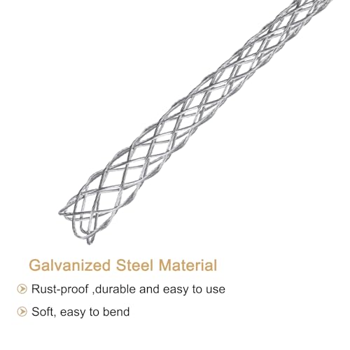 QUARKZMAN Kabelstrumpf für Kabelstangen 4-6mm Ø, Kabeleinziehhilfe 24cm Verzinkter Stahl Einziehfeder Einziehspirale für Elektrische Kabel Kabelverlegung Leitung Draht Leerrohre Silber