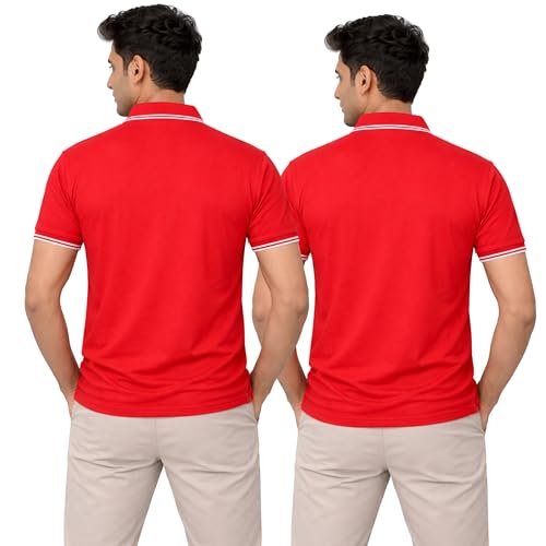 Image of Hangout Hub Men's Polo T Shirt | Solid | Plain Regular Fit Tees|Collar T-Shirts|Half Sleeves|Set of 1 & 2|HH.MP.MAR