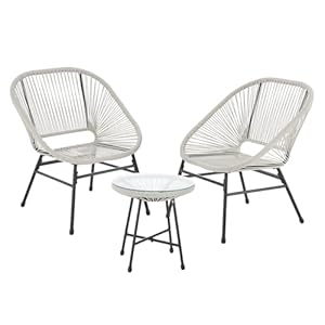 SVITA Tulum Balkon-Möbel 3-TLG. Garten-Möbel Set Balkonstühle mit Tisch Weiß