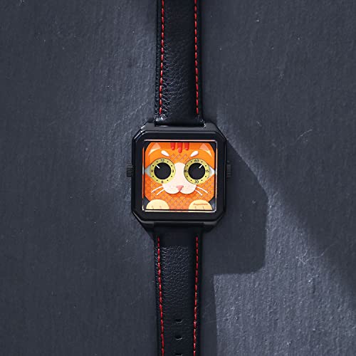 Happiewatch Ginger Cat Embossed Dial Quartz Wristwatch Stainless Case Sapphire Crystal Fashion Timepiece With Silicone And Stainless Steel Strap #TOP1