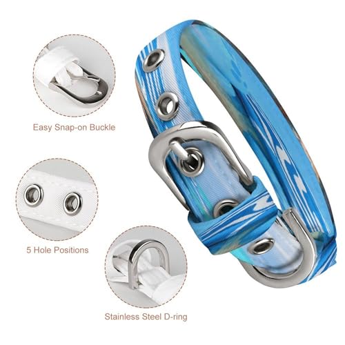 Collar para mascotas Seaturtle de tela Oxford ajustable 7.9-10.4" 4