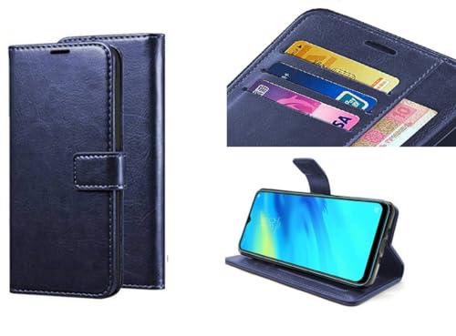 Image of ClickCase Vintage Series for Motorola Moto G05 Faux Leather Wallet Flip Case Kick Stand with Magnetic Closure Flip Cover for Motorola Moto G05 (Navy Blue)