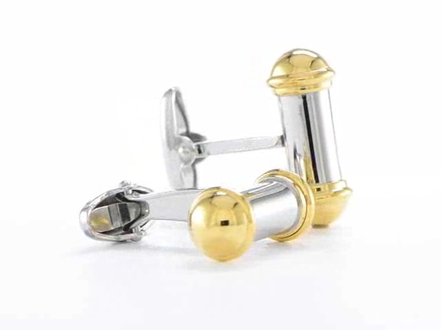 Mancuernillas para hombre en acero inoxidable y baño amarillo miniatura 6