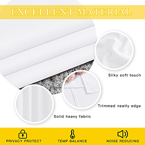 NICETOWN Sliding Door Curtain Window Treatment for Living Room, Energy Smart Thermal Insulated Extra Wide Solid Blackout Curtains/Drapes for Patio Door (Pure White, W80 x L84)