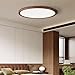 LZHUYE LED Flush Mount Ceiling Light, Dark Wood Grain Flush Mount Ceiling Lighting Fixtures, 3-Color Dimming Ultra-Thin Round Ceiling Lamp with Remote Control for Hallway Lighting Fixtures(50cm)