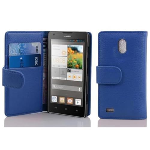 Cadorabo Custodia Libro per Huawei ASCEND G700 in BLU MARINA - con Vani di Carte e Funzione Stand di Similpelle Strutturata - Portafoglio Cover Case Wallet Book Etui Protezione